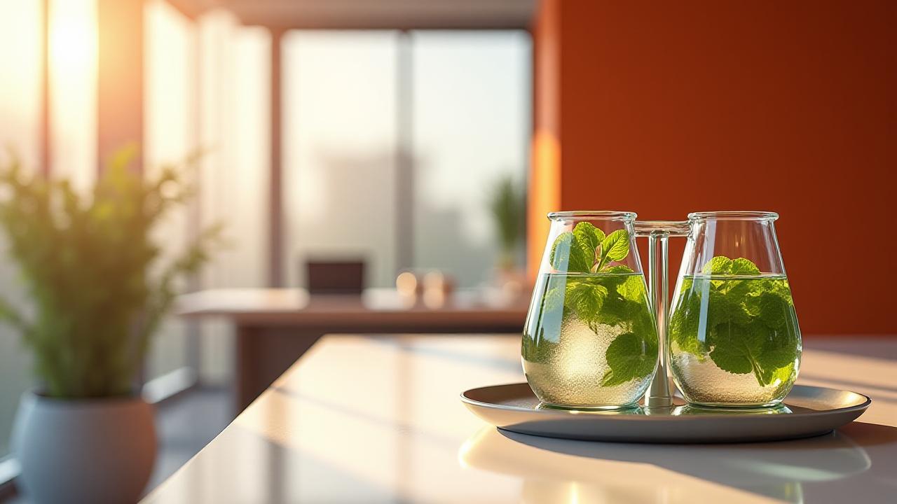 A minimalist, high-end hydration station in a sunlit South Yarra office